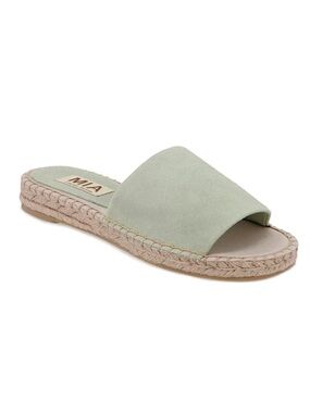 Mia Novelli Suede Leather Espadrille Jute Slides Sandals Sage Green Women 8